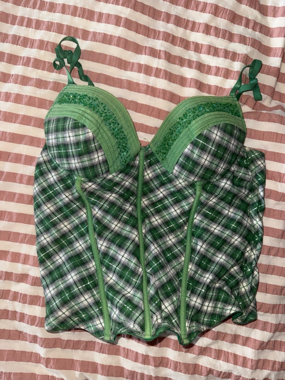 Entry green plaid corset top